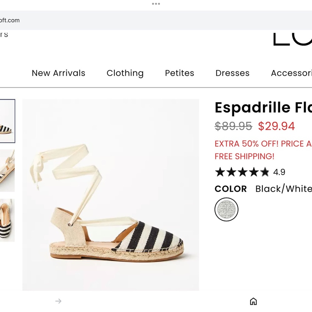 Black and White Espadrille Flats